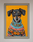Sausage Dog in a Sweater Framed Print