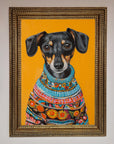 Sausage Dog in a Sweater Framed Print