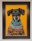 Sausage Dog in a Sweater Framed Print