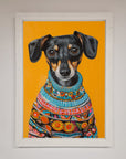 Sausage Dog in a Sweater Framed Print