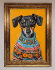 Sausage Dog in a Sweater Framed Print