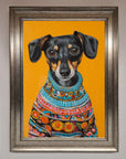 Sausage Dog in a Sweater Framed Print