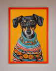 Sausage Dog in a Sweater Framed Print