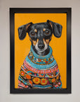 Sausage Dog in a Sweater Framed Print