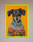 Sausage Dog in a Sweater Framed Print