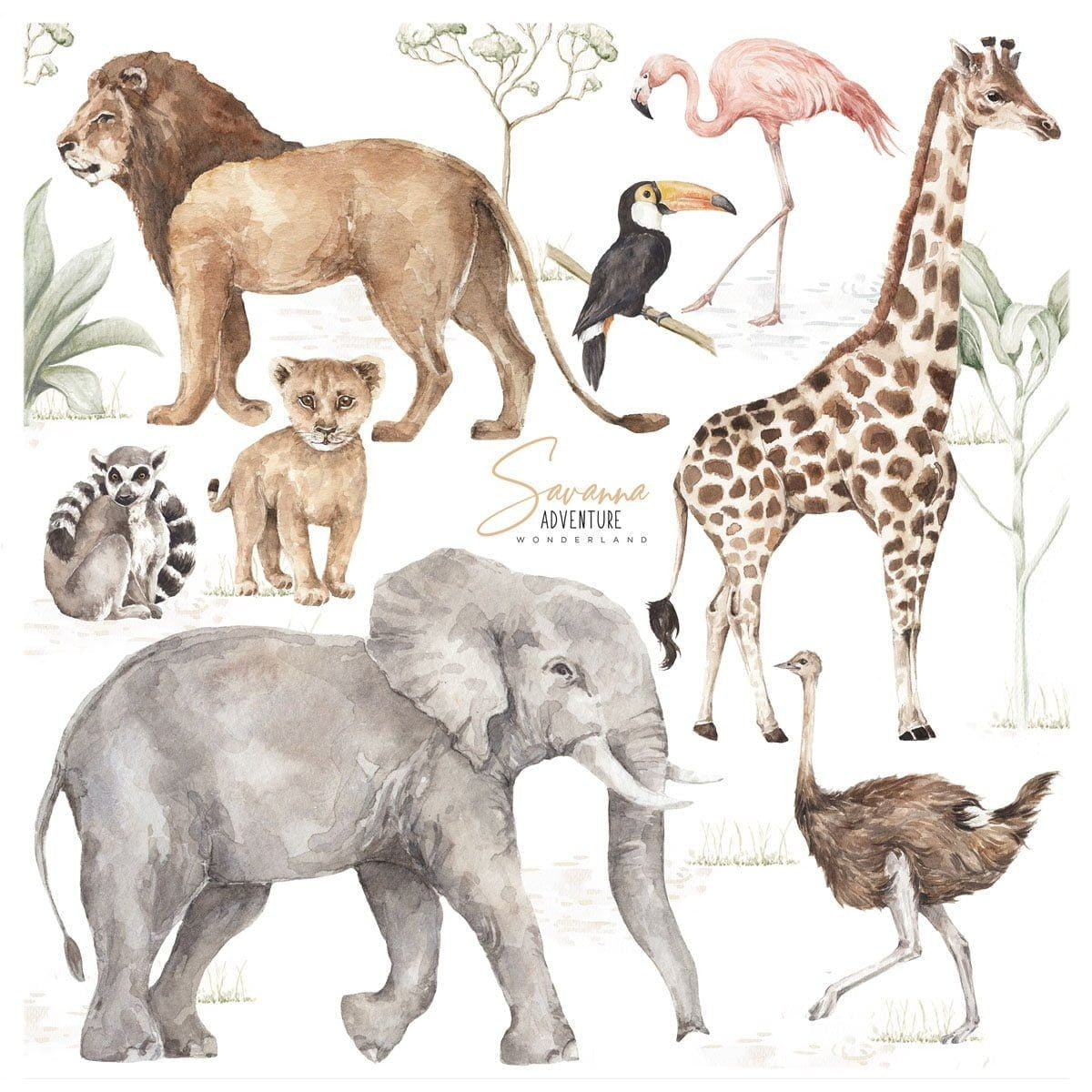Savanna Wonderland Animal Wall Stickers Set