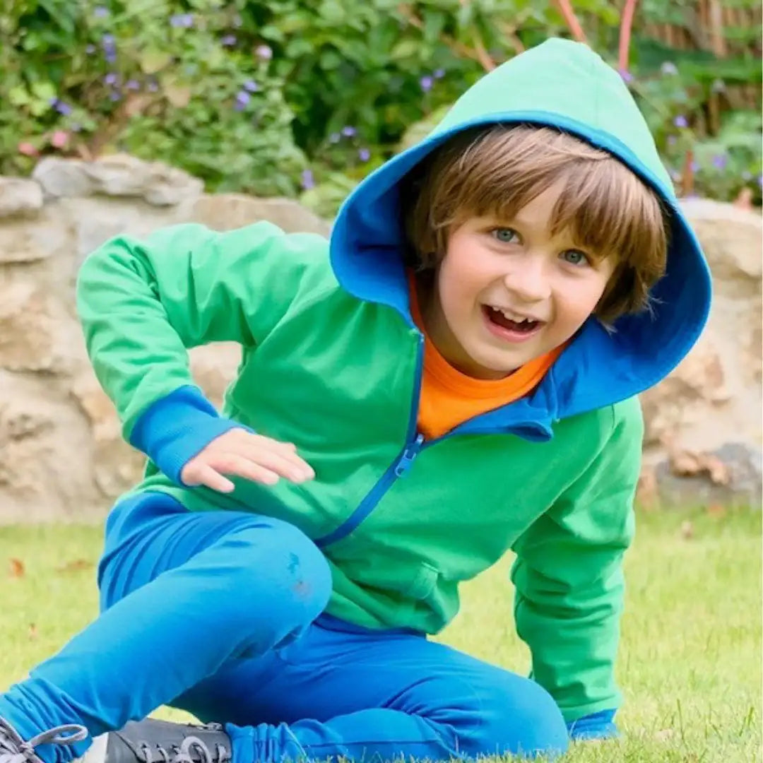 ScandiBugs Own Label Organic Reversible Hoodie - Peacock Blue &amp; Tropical Green
