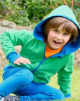 ScandiBugs Own Label Organic Reversible Hoodie - Peacock Blue & Tropical Green