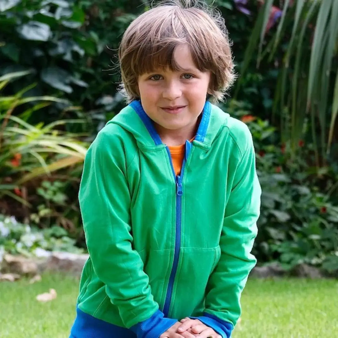 ScandiBugs Own Label Organic Reversible Hoodie - Peacock Blue &amp; Tropical Green