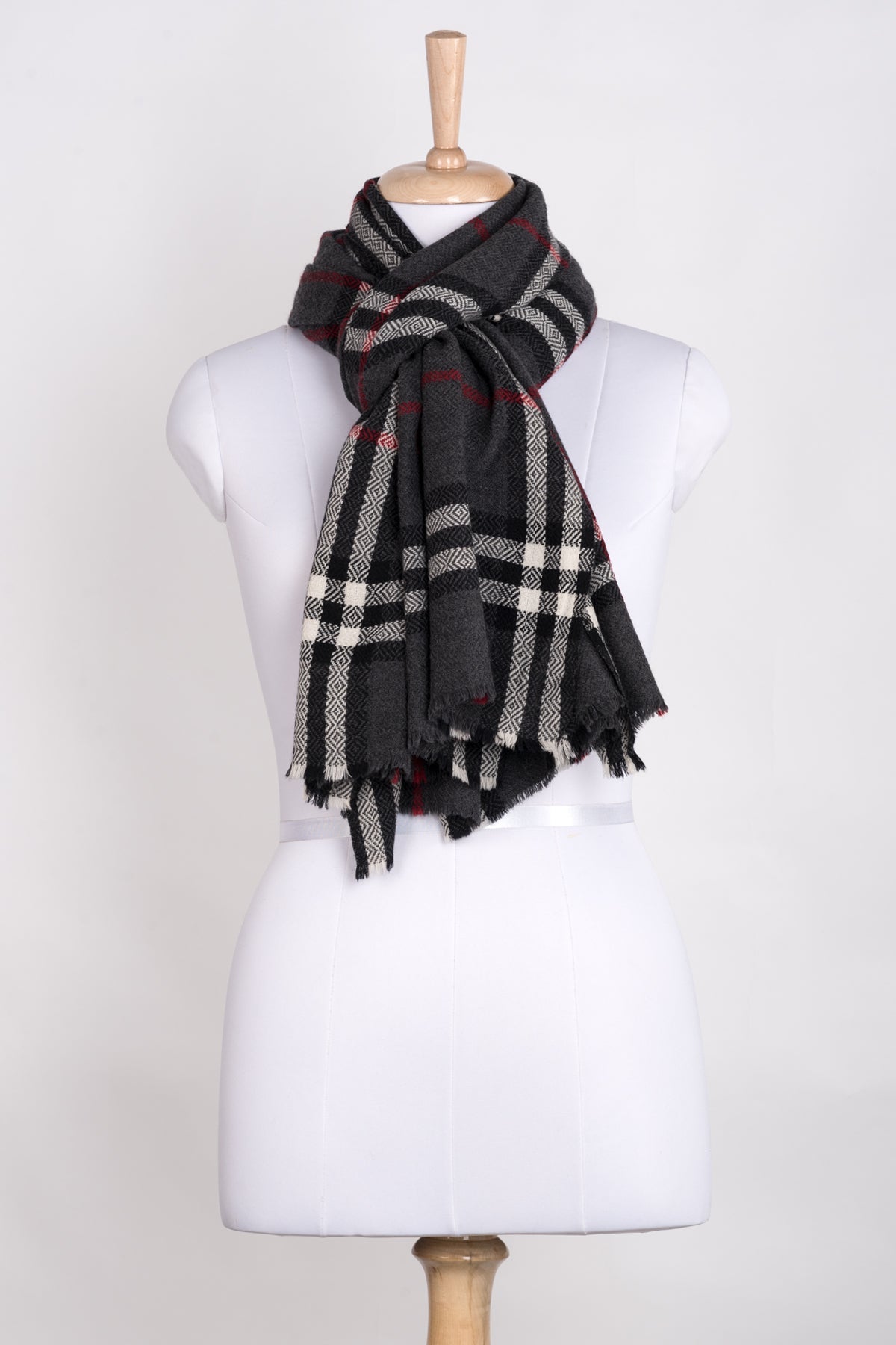 Window Checks with Big Diamond Weave - Charcoal Black White