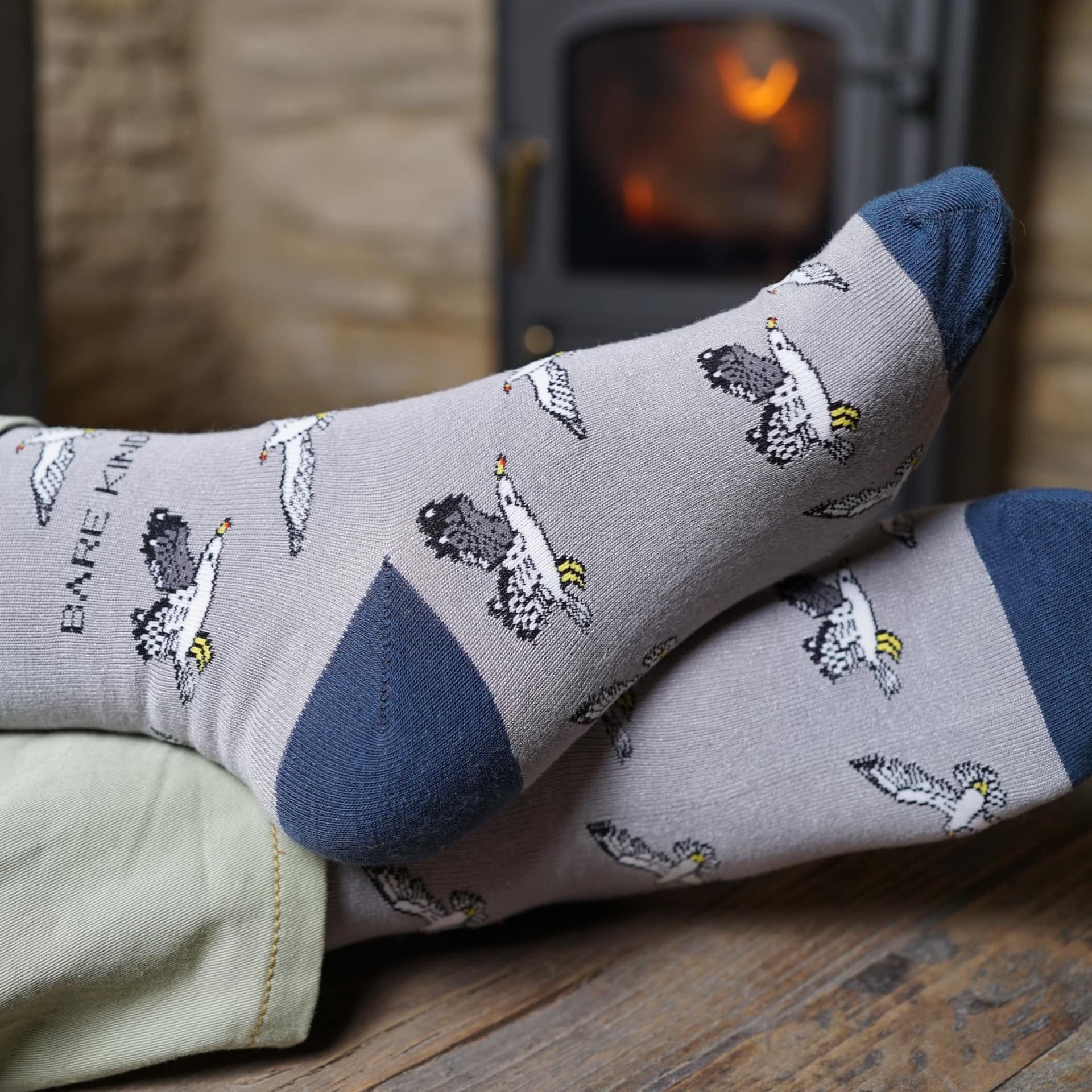 Save the Seagull Bamboo Socks in Soft Grey