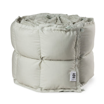 Premium Sebra Kapok Bumper, Mist Green, Organic Cotton Cover, Natural Antibacterial, Allergy-Friendly, Breathable, Heat-Regulating, 60x120cm Cot Bed by Ella James at brixbailey.com