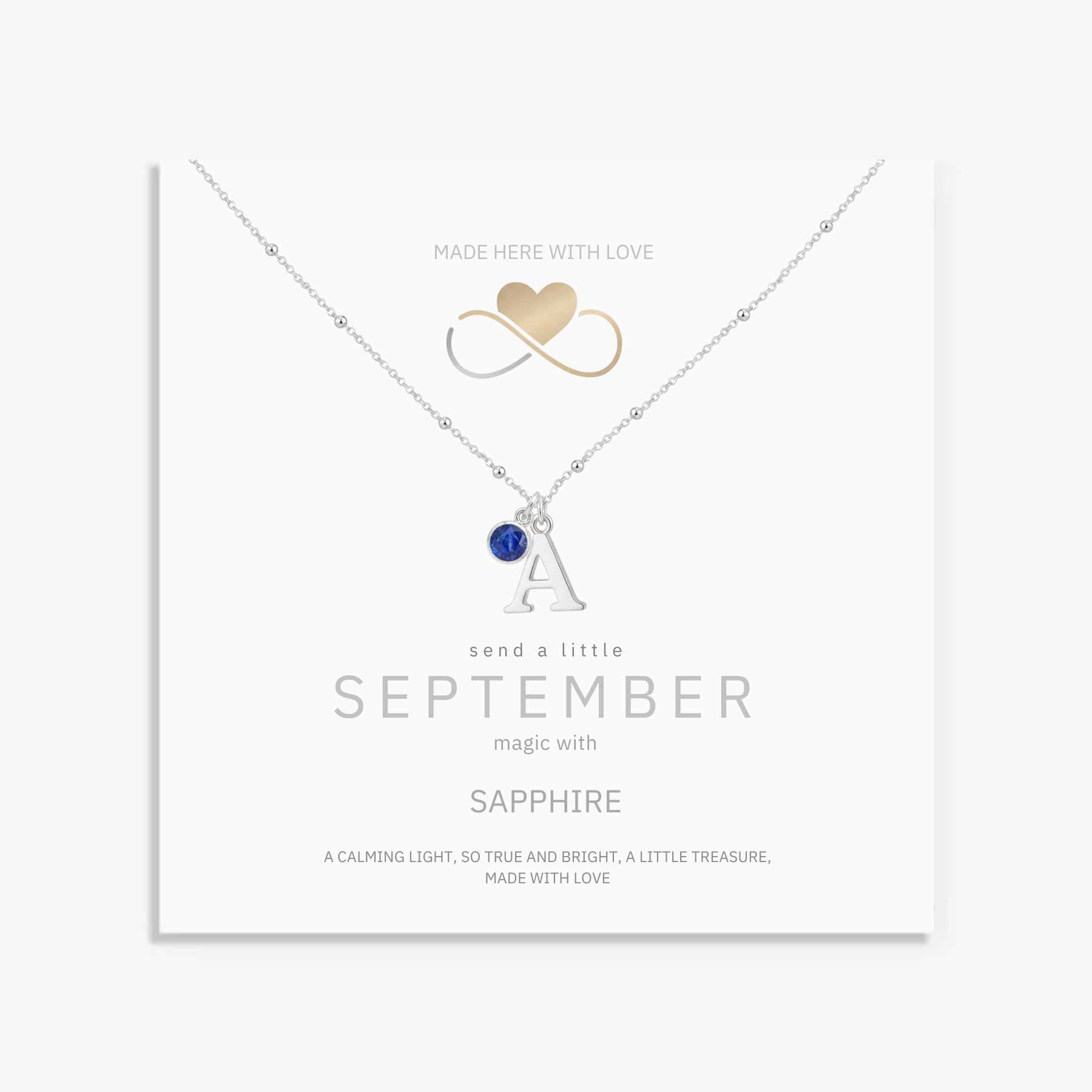 Initial &amp; September Birthstone Necklace | Personalised Sapphire Gift