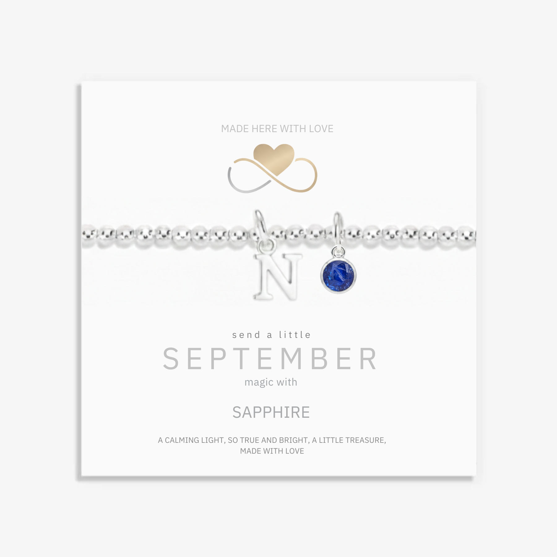 Initial &amp; September Birthstone Bracelet | Personalised Stretch Bead Bracelet