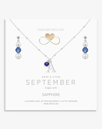 September Birthstone Jewellery Set | Pearl & Sapphire Earrings + Personalised Necklace