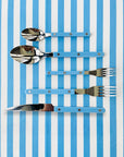 Set Of 10 Dopamine Stainless Steel Rivet Flatware, Contemporary Bistrot Style Cutlery