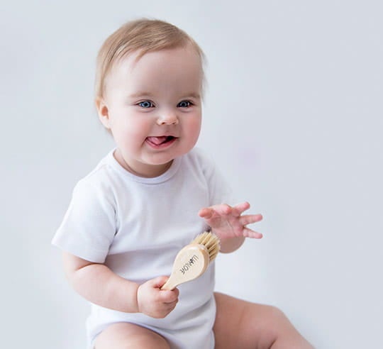 Cradle Cap Baby Brush with Natural Pig Bristles & Wooden Handle – Gentle Scalp Massage for Healthy Hair Growth by Lullalove UK at brixbailey.com