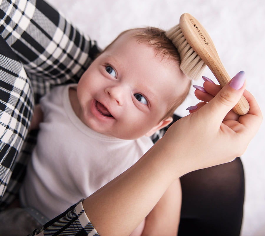 Cradle Cap Baby Brush - Natural Pig Bristles & Wooden Handle for Sensitive Scalp Care by Lullalove UK at brixbailey.com