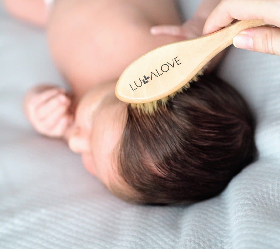 Cradle Cap Baby Brush with Natural Pig Bristles & Wooden Handle – Gentle Scalp Massage for Healthy Hair Growth by Lullalove UK at brixbailey.com