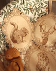 Set of 4 Engraved Forest Animals Pictures with Retro Frame