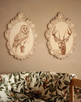Set of 4 Engraved Forest Animals Pictures with Retro Frame