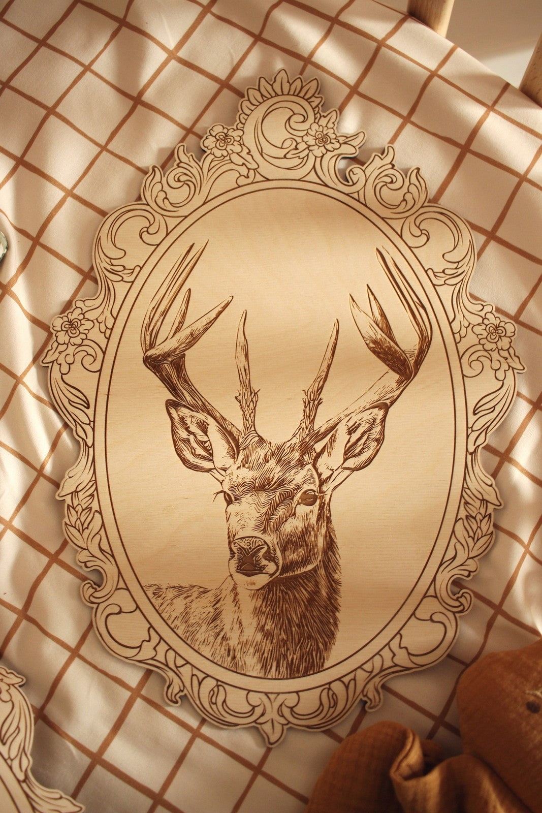Set of 4 Engraved Forest Animals Pictures with Retro Frame