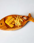 Olive Wood Fish Shaped Serving Board | Large Seafood & Tapas Platter 35-45cm