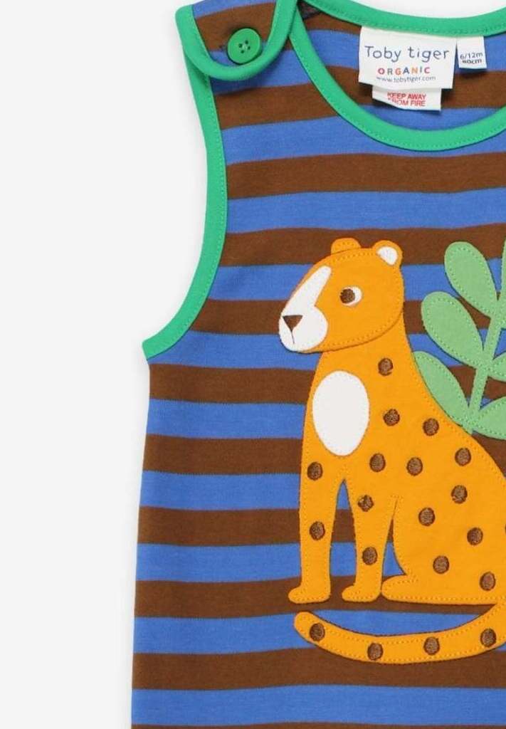 Stylish Leopard Print Organic Cotton Baby Bodysuit with Snap Buttons for Easy Dressing by Toby Tiger at brixbailey.com