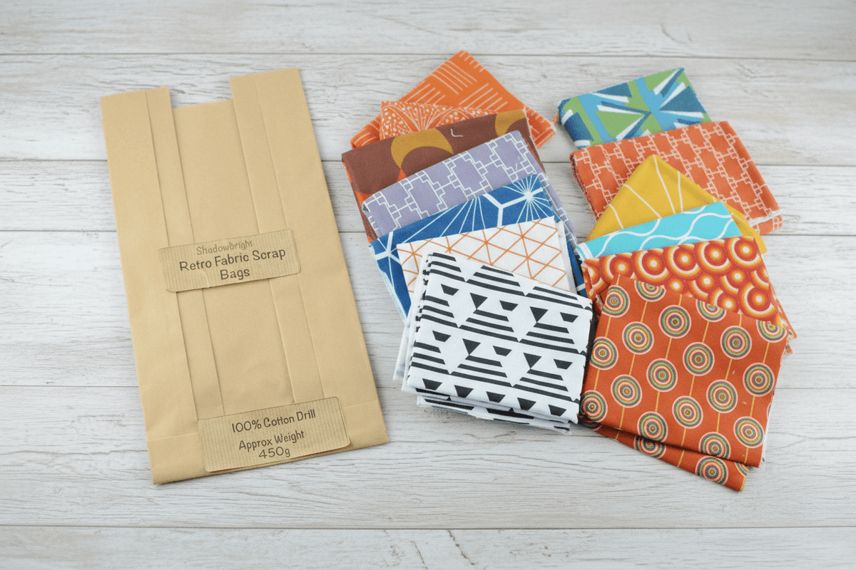 Shadowbright Fabric Scrap Bags – 450g Retro Cotton Drill Offcuts