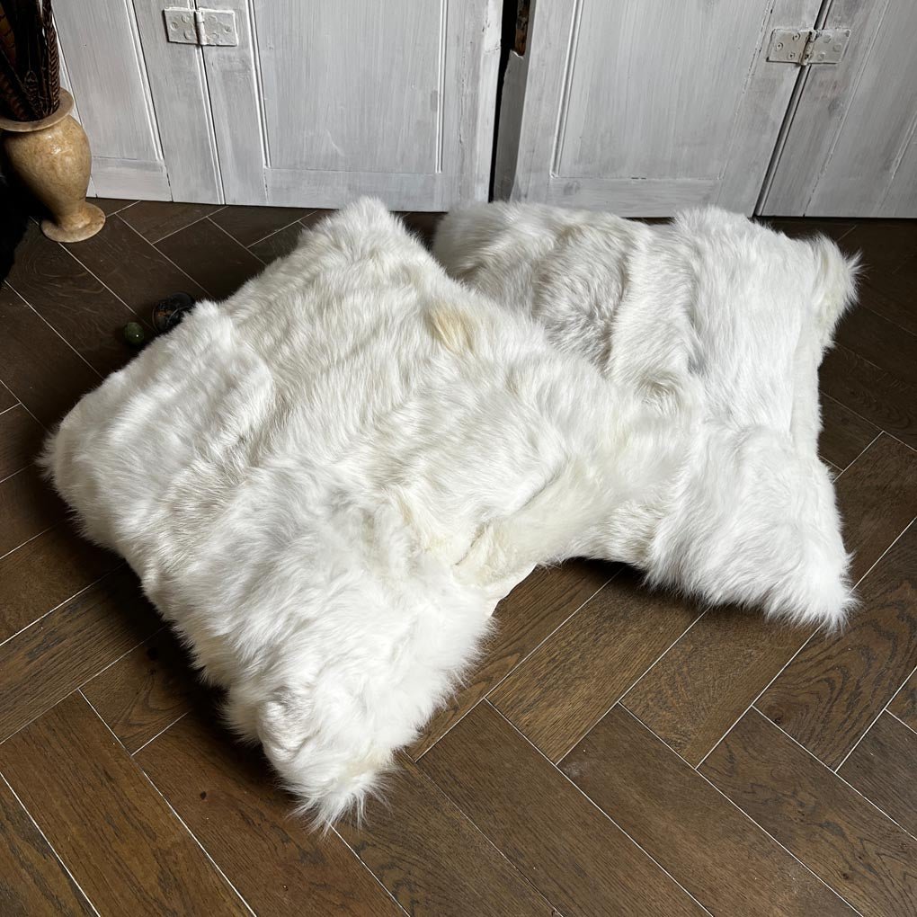 Luxury shearling throw cushion, premium duck feather down filling, fairtrade cotton velvet reverse, handcrafted unique design, 45cm x 45cm by Wildash London at brixbailey.com
