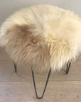 Premium British sheepskin seat cover, 35cm round cream and light brown, 100% natural hypoallergenic luxury hide by Wildash London at brixbailey.com