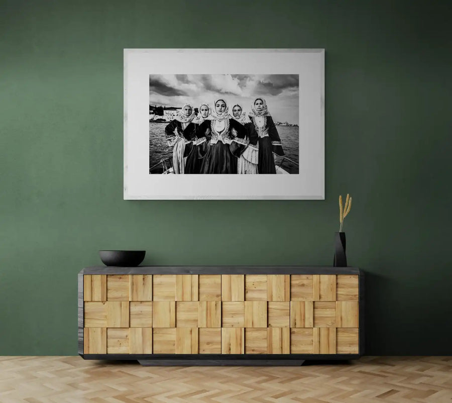 Limited Edition numbered and signed. Bouboulina dresses in Spetses | Black-and-white wall art photography from Greece