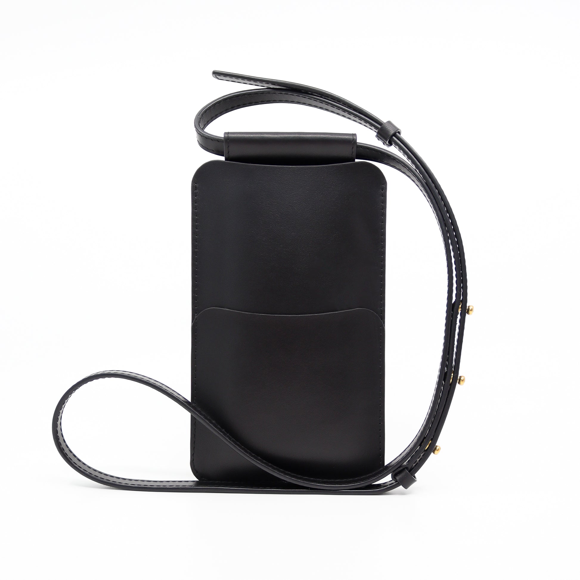 Black Leather Phone Crossbody Bag