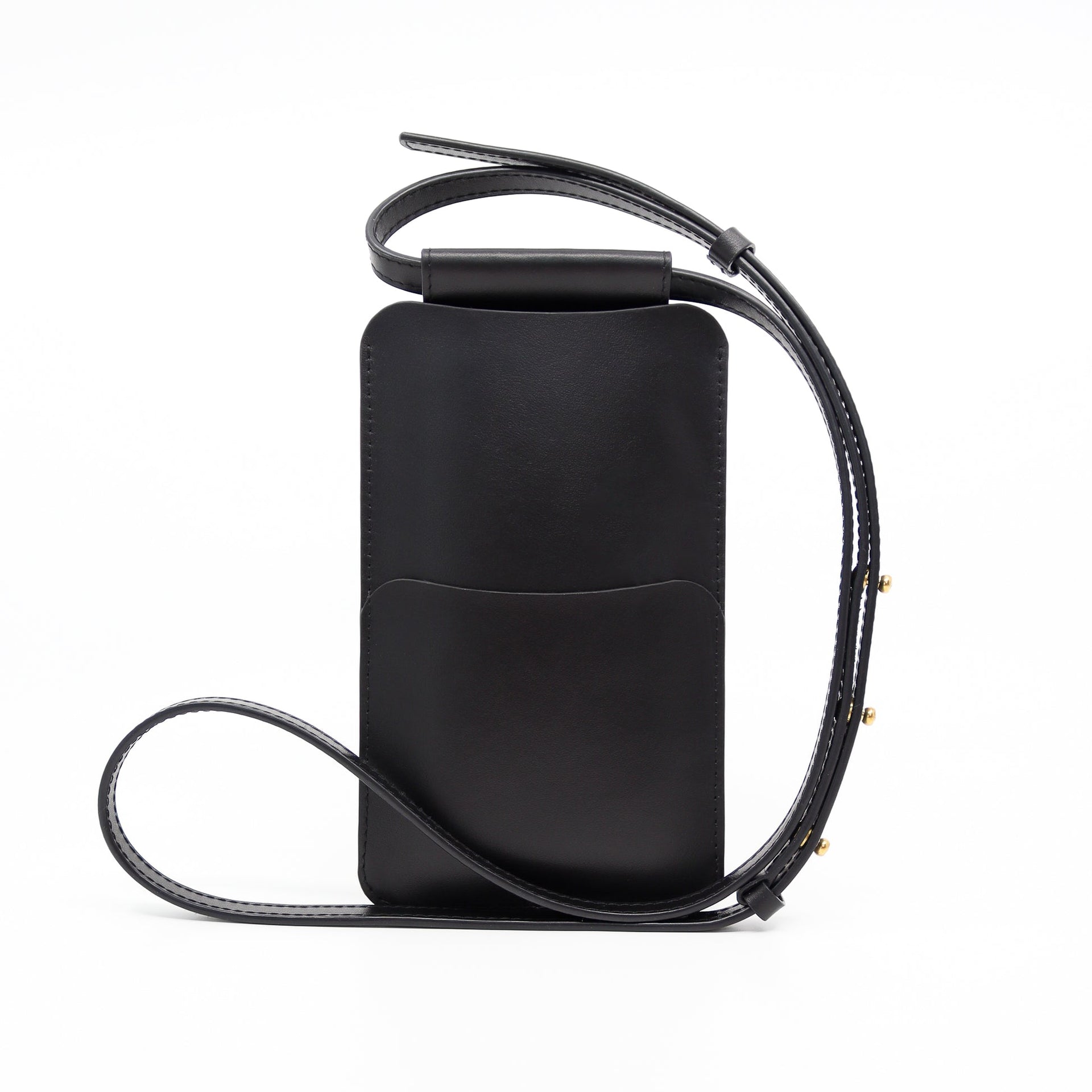 black leather crossbody phone bag with adjustable strap and card slots - functional everyday accessory