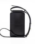 black leather crossbody phone bag with adjustable strap and card slots - functional everyday accessory