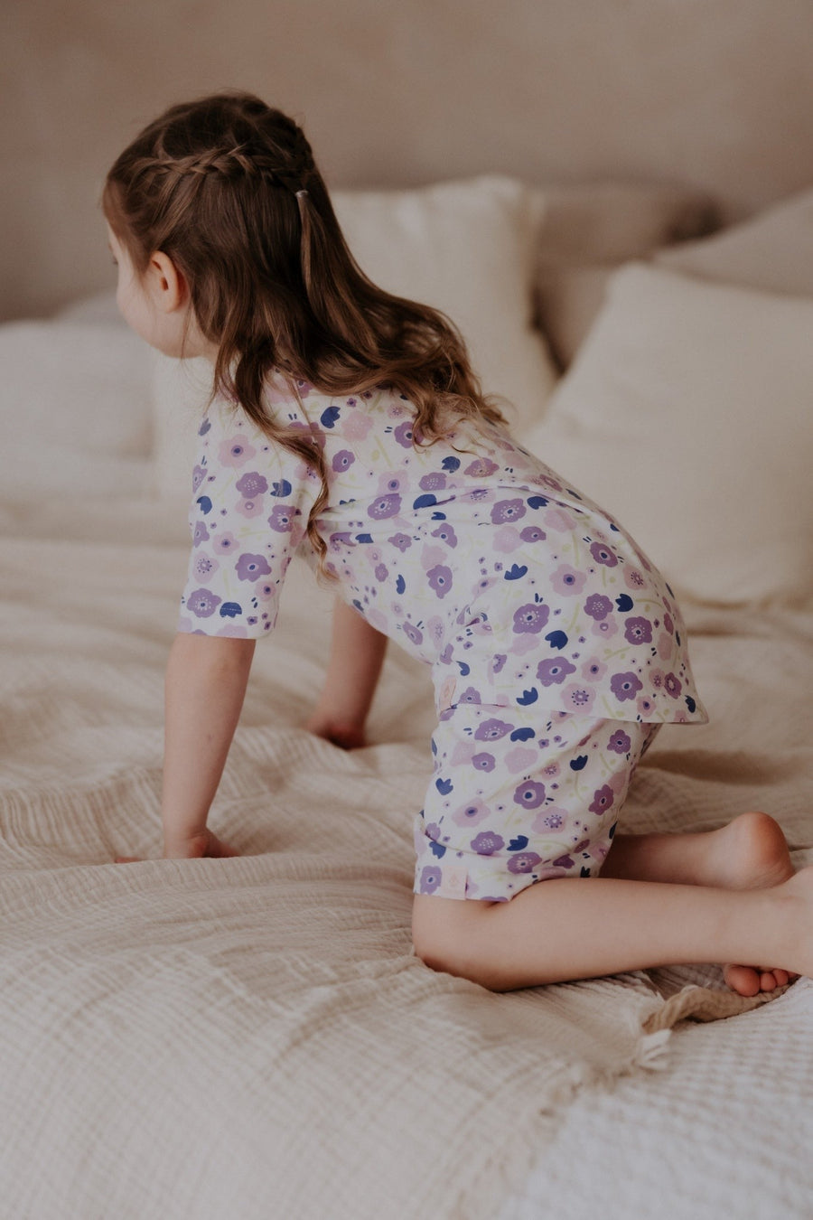 Short Pajamas For Kids BELA - Summer Flowers