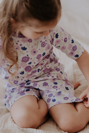 Short Pajamas For Kids BELA - Summer Flowers