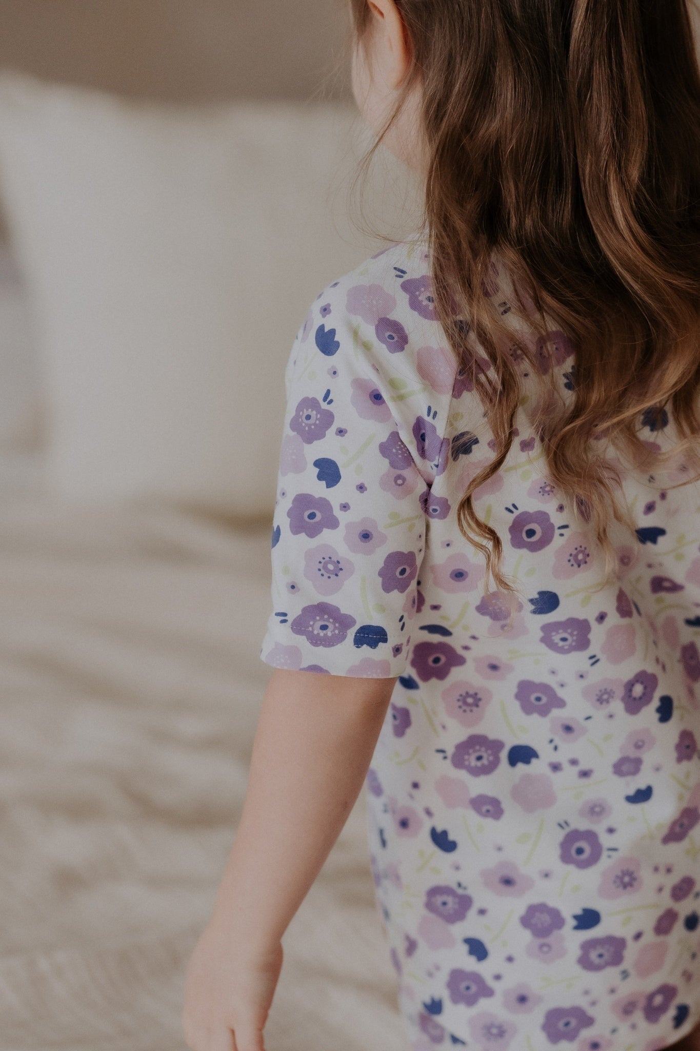 Short Summer Pajamas for Kids with Floral Print