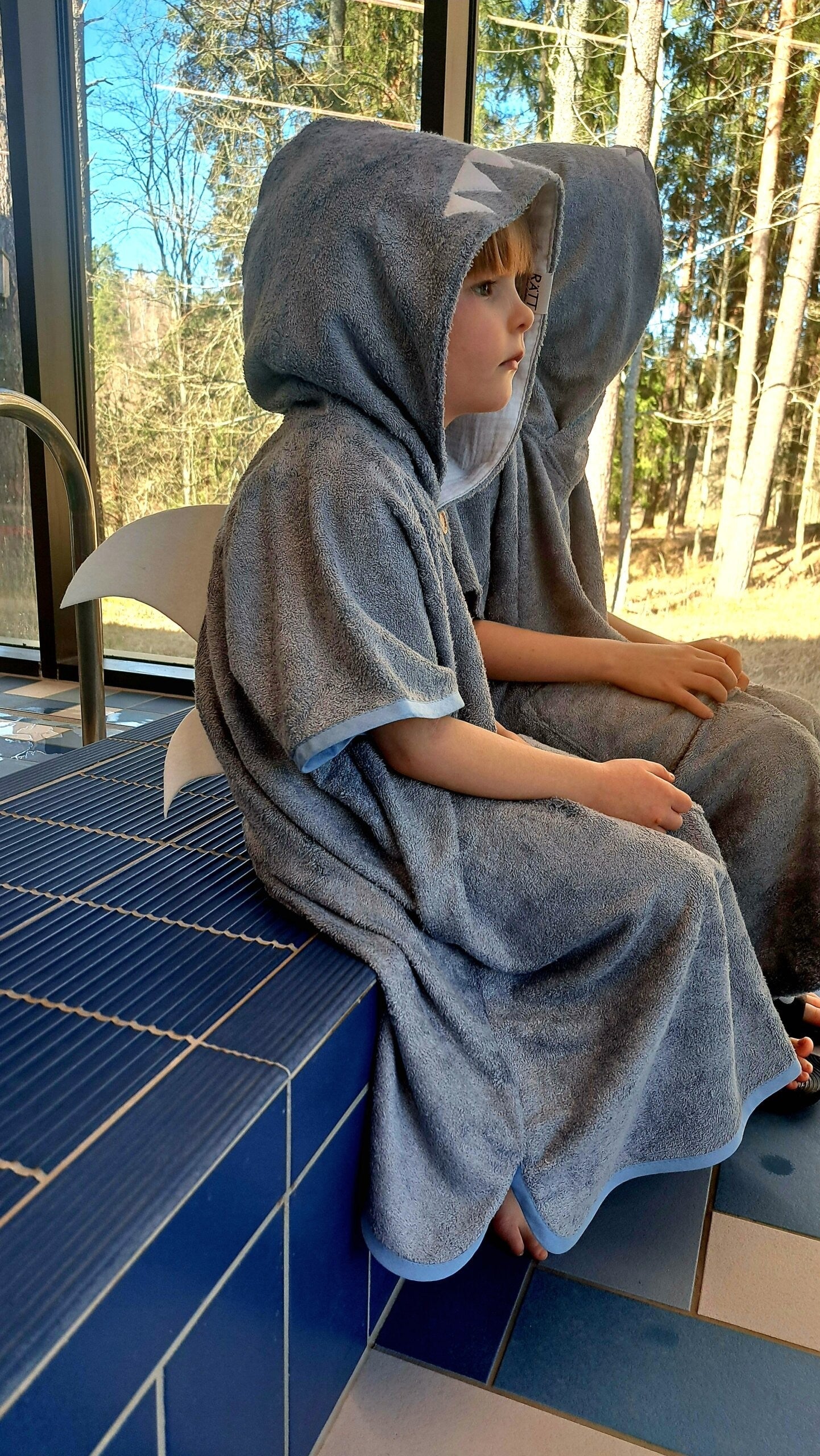 Kids Shark Poncho with Short Sleeves