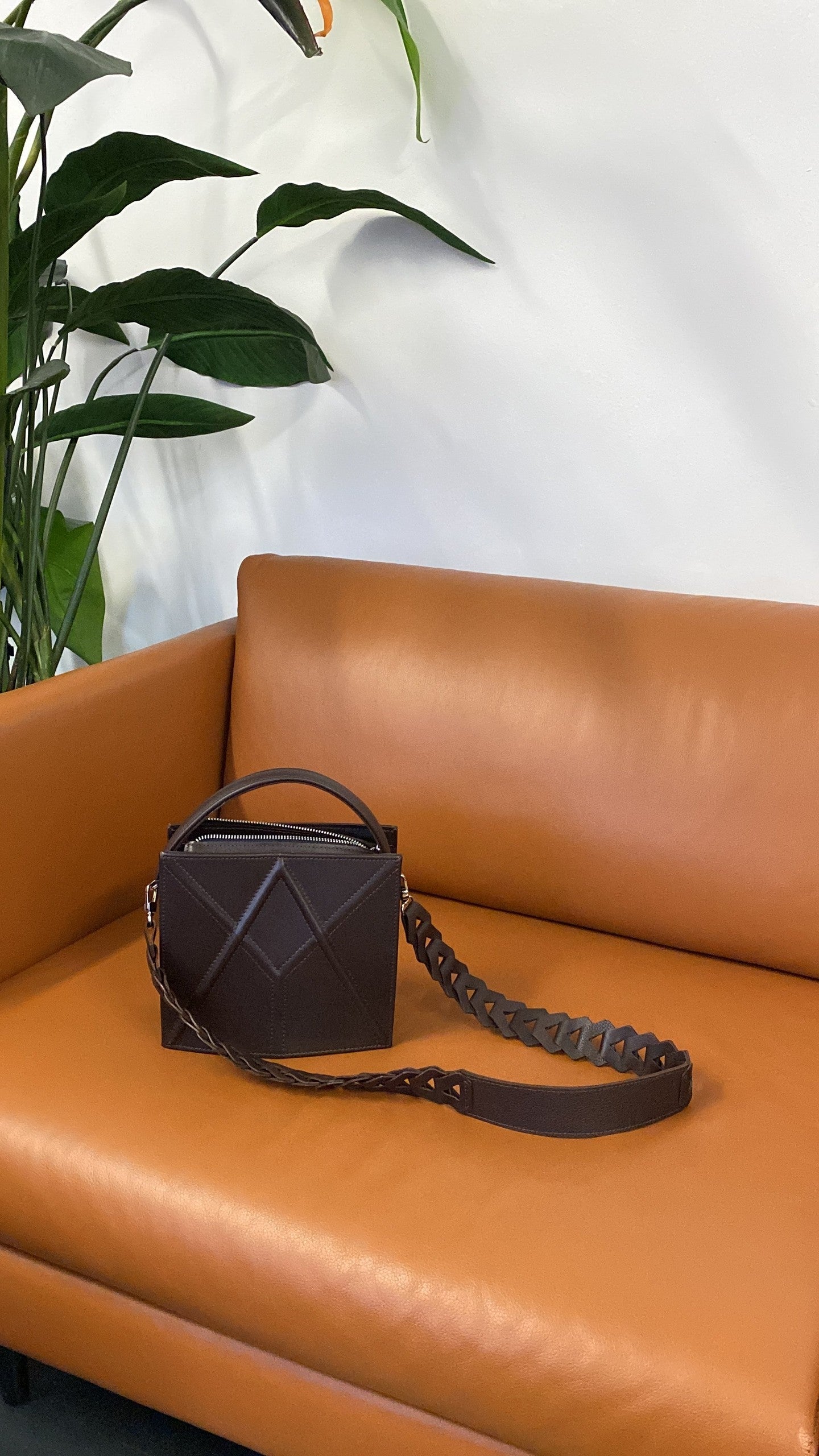 Facet Leather Shoulder Bag