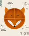 Silicone Divided Suction Plate for Kids - Mr. Fox