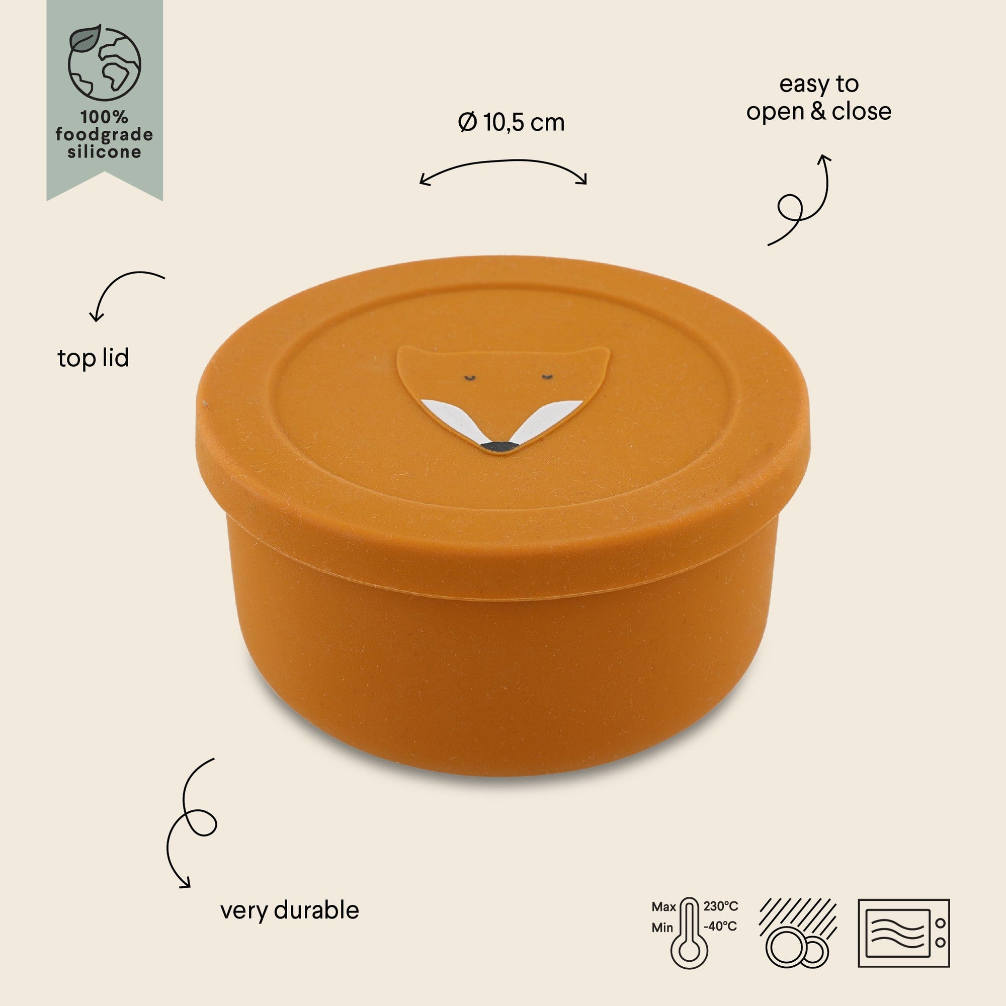 Silicone Snack Container with Lid Fox Design
