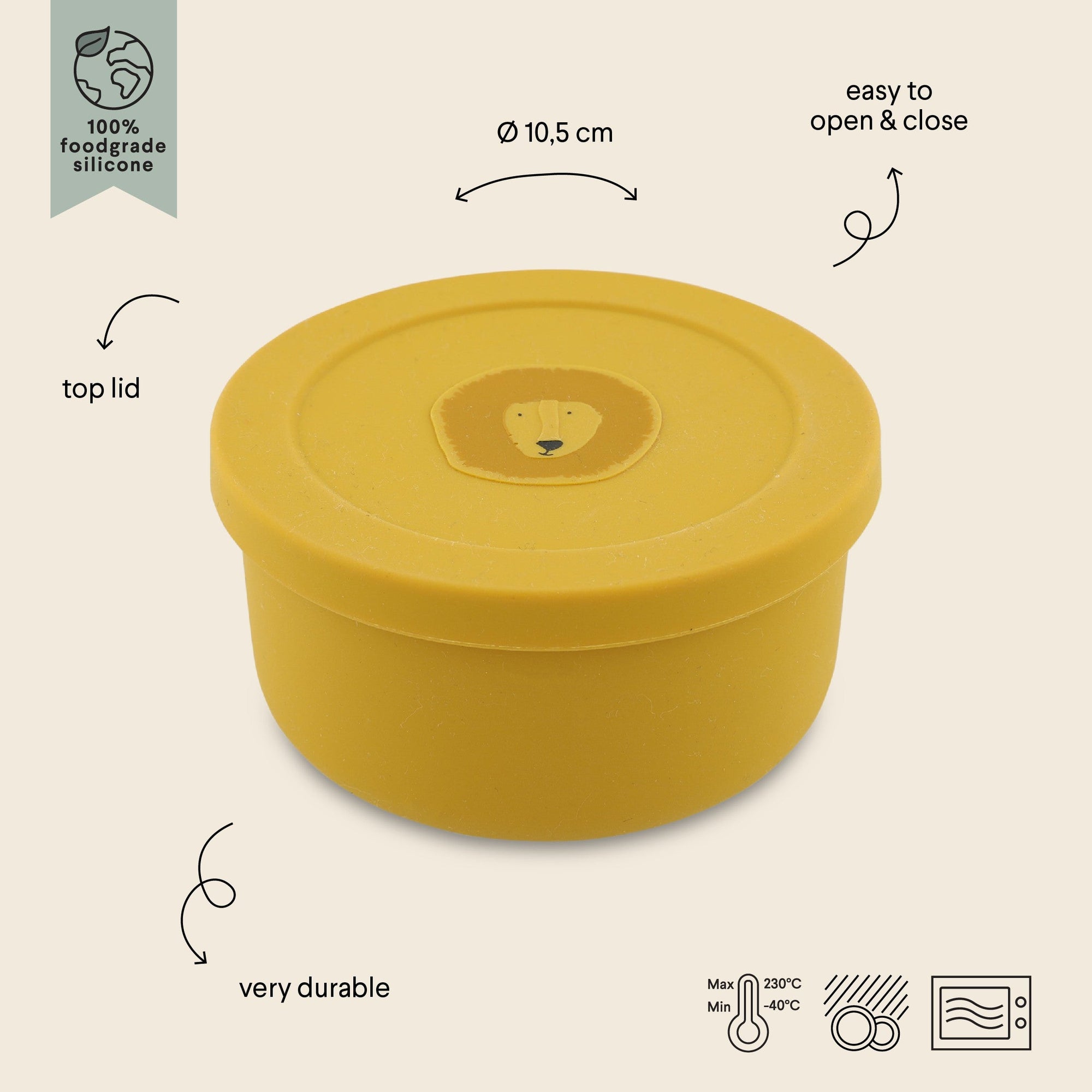 Silicone Snack Container with Lid Lion Design
