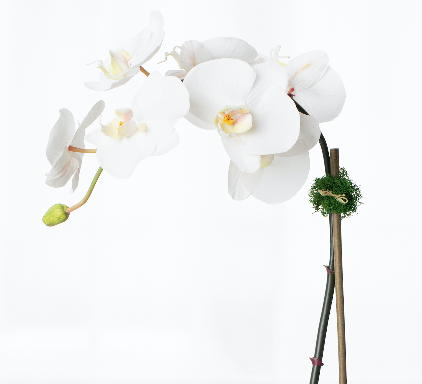 Artificial orchid plant - white orchid in white pot - 21"