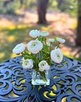 Silk Ranunculus Flowers in Glass Vase - 8"