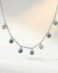 Silver Aqua Necklace with Barnacles and Rainbow Topaz
