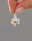 Daffodil Flower Silver & Solid Gold Charm
