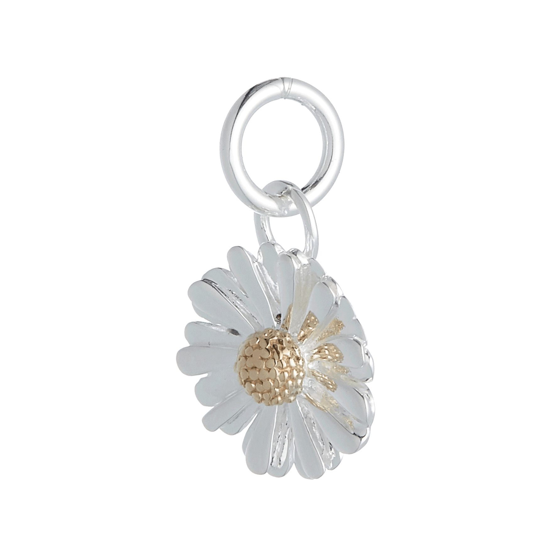 Daisy Flower Silver &amp; Solid Gold Charm
