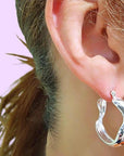 Silver Large Water Hoop Earrings