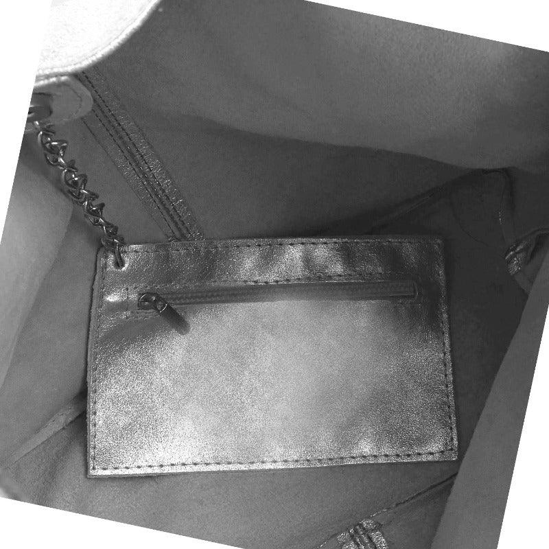 Silver Metallic Leather Hobo Shoulder Bag - Brix + Bailey